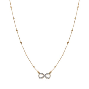 Collier argent dor chane boules avec infini givr rglable 42  45cm - Vue 2