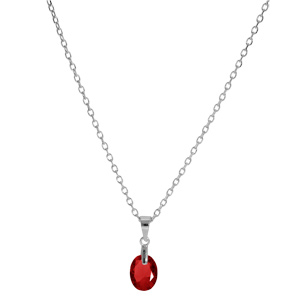 Collier en argent rhodi chane avec pendentif forme de goutte avec oxyde grenat facet 40+5cm - Vue 2