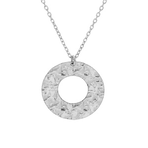 Collier en argent rhodi chane avec pendentif rond vid martel 40+5cm - Vue 2