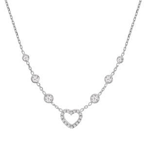 Collier en argent rhodi oxydes en chute blancs sertis et cur vid avec oxydes 39+3cm - Vue 2