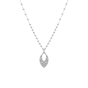 Collier argent rhodi chane boules pendentif ovale martel rglable 40  45cm - Vue 2