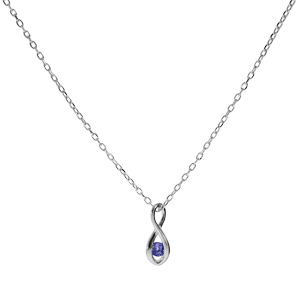 Collier en argent rhodi chane avec pendentif infini et oxyde bleu fonc longueur 40+4cm - Vue 2