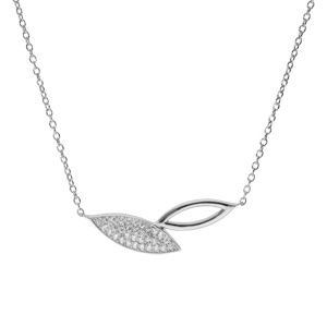 Collier argent rhodi feuille \