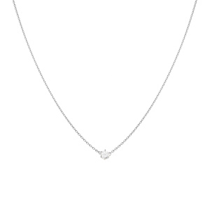 Collier argent rhodi oxyde blanc 4mm sertis 6 griffes rglable 38  42cm - Vue 2