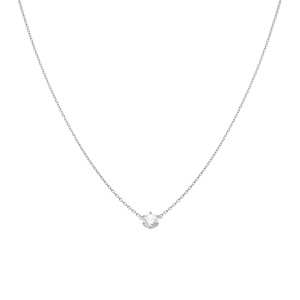 Collier argent rhodi oxyde blanc 5mm sertis 6 griffes rglable 38  42cm - Vue 2