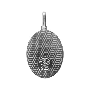 Pendentif en argent rhodi plaque ovale zodiaque Balance mat et brillant - Vue 2