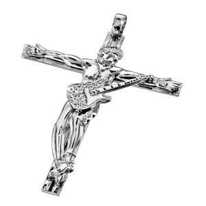 Pendentif en argent rhodi croix rock  - longueur 33mm - Vue 2