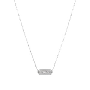 Collier acier motif rectangle avec strass rglable 40  45cm - Vue 2