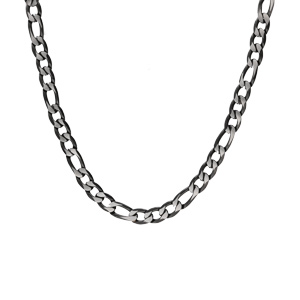 Collier en acier maille 1+3 en 5mm effet bross, aspect patin et chanfrin noir 50cm - Vue 2