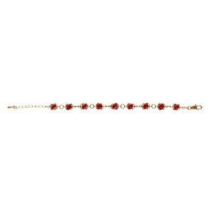 Bracelet plaqu or boules rouges  rglable 16  19cm - Vue 2