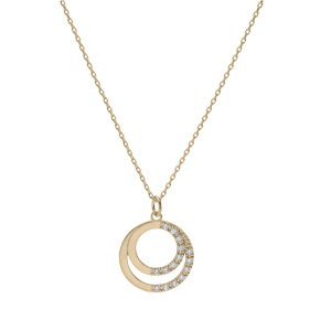 Collier en plaqu or double cercle prnoms  graver avec oxydes blancs sertis 42+3cm - Vue 2