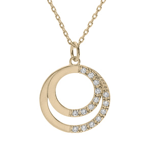 Collier en plaqu or double cercle prnoms  graver avec oxydes blancs sertis 42+3cm - Vue 3